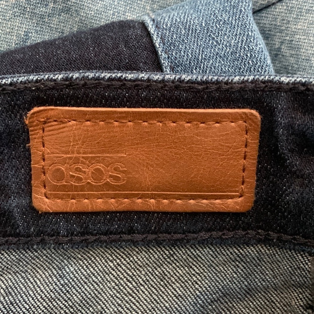 ASOS Dark Wash Blue Colorblock Slim Jeans - Picture 4 of 7